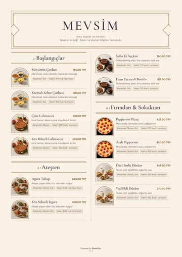 Beispiel einer Restaurant-PDF-Speisekarte im Design Art Deco