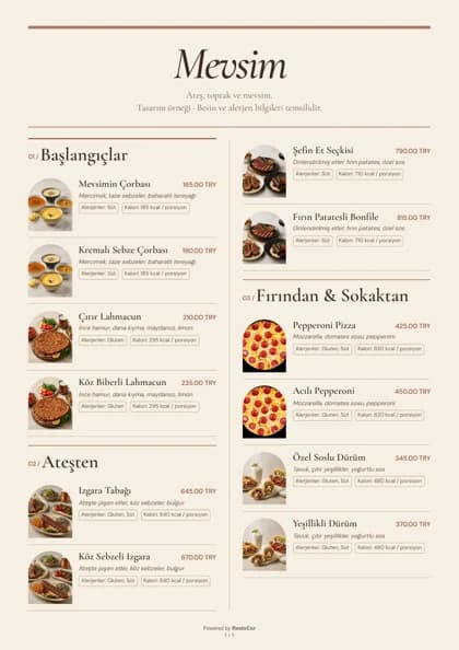 Beispiel einer Restaurant-PDF-Speisekarte im Design Editorial Bistro