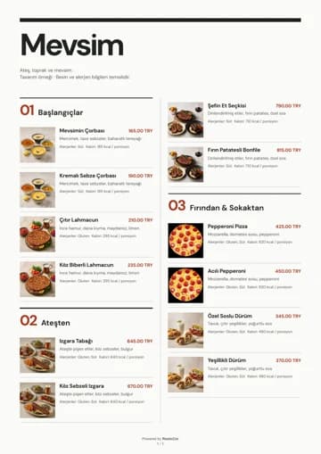 Beispiel einer Restaurant-PDF-Speisekarte im Design Swiss Grid