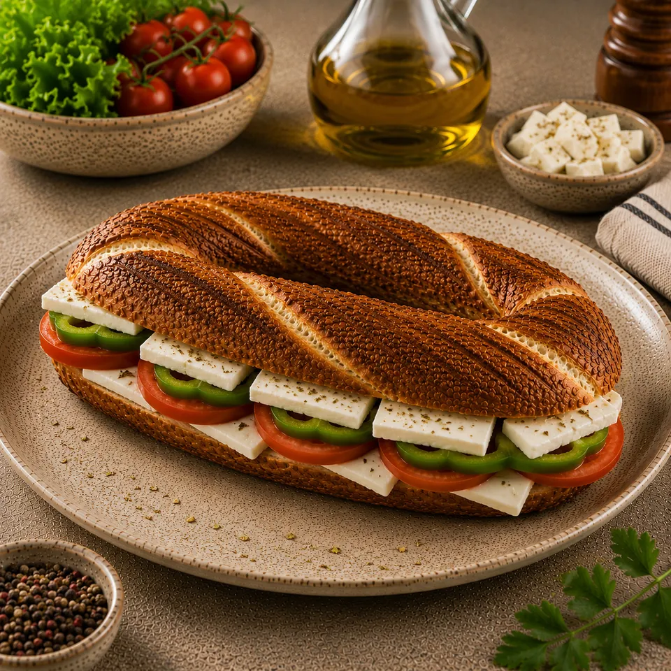 Beyaz Peynirli Simit Tost