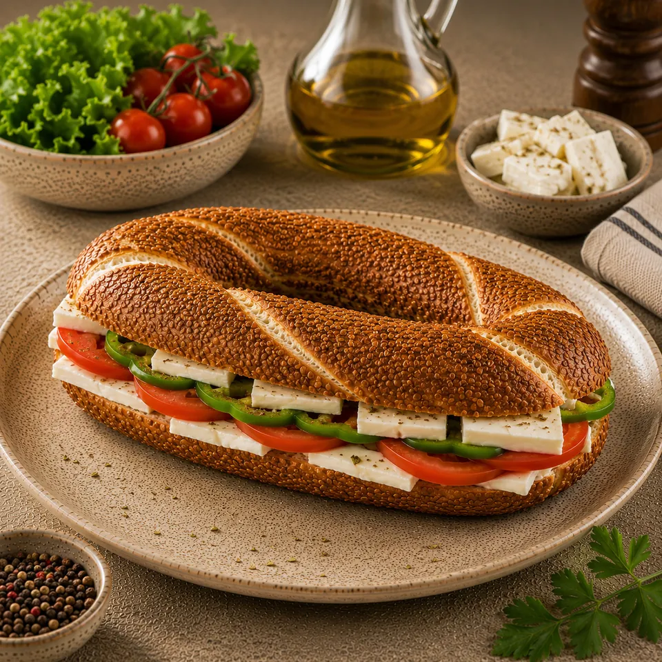 Beyaz Peynirli Simit Sandviç