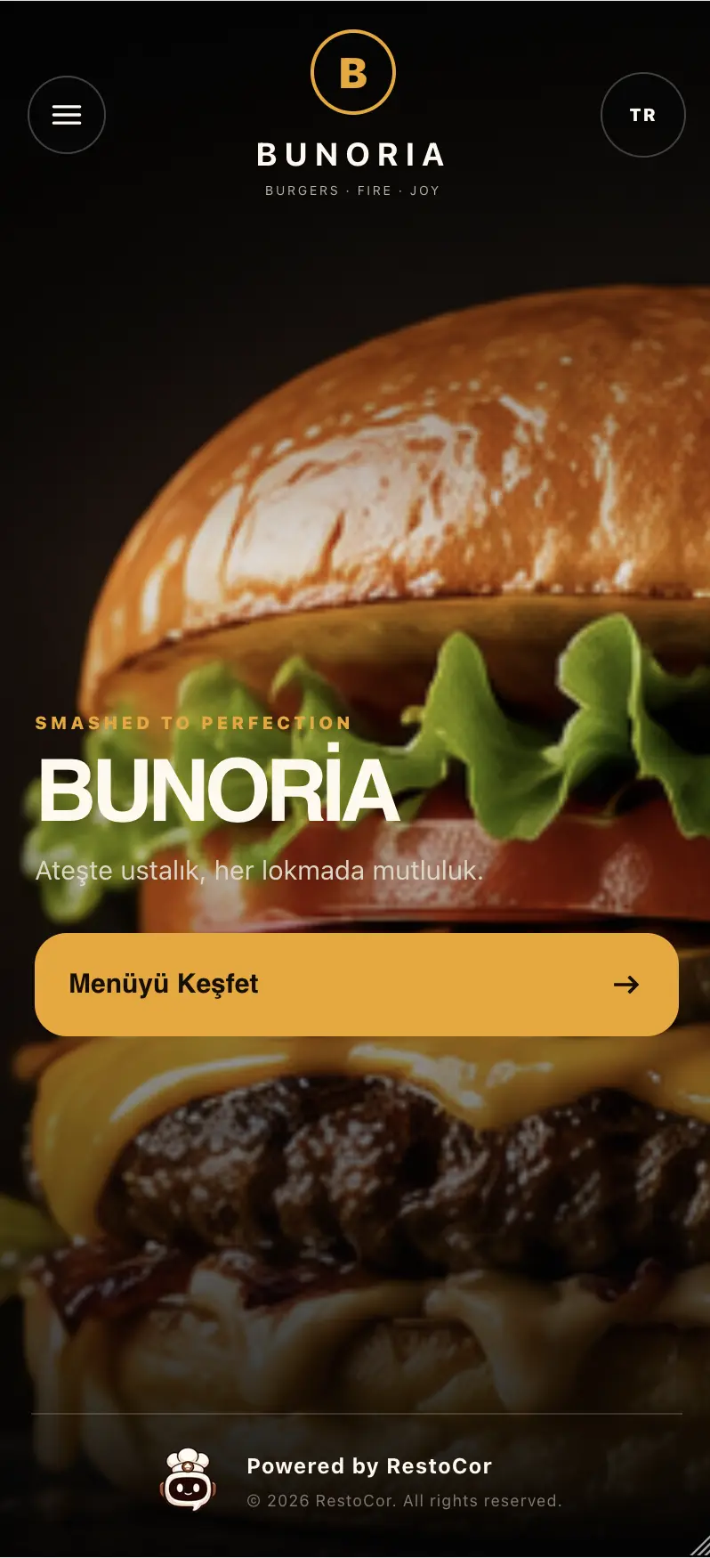 Bunoria QR menü şablonu