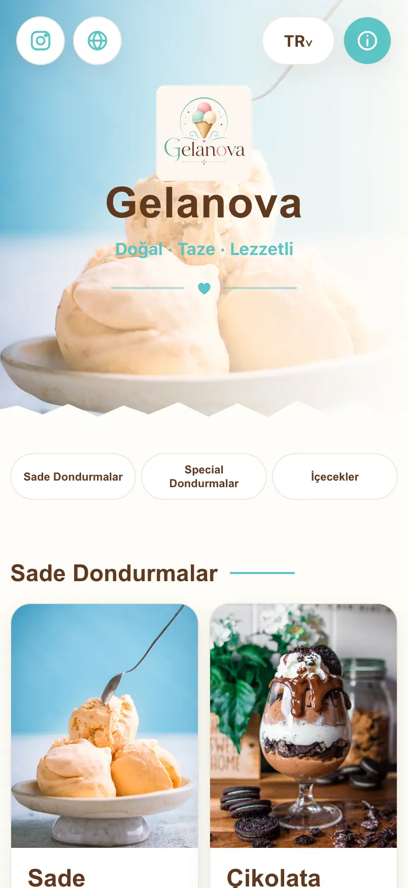 Gelanova QR menü şablonu