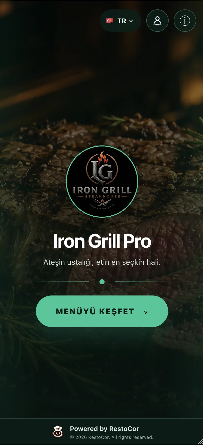 Iron Grill QR menü şablonu